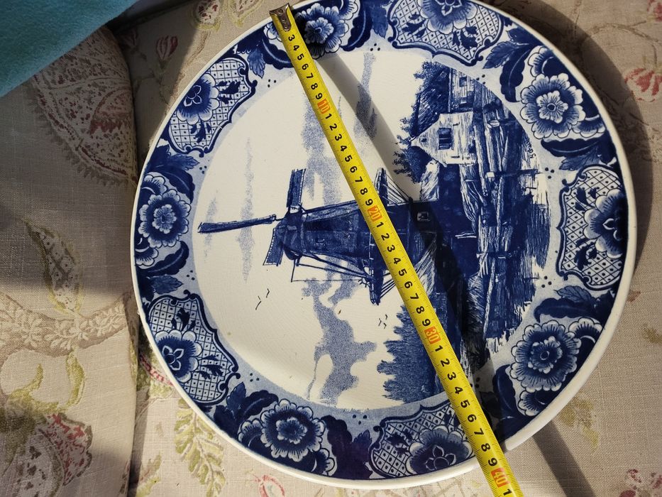 Duży ceramiczny talerz 39 cm Delft Wiatrak