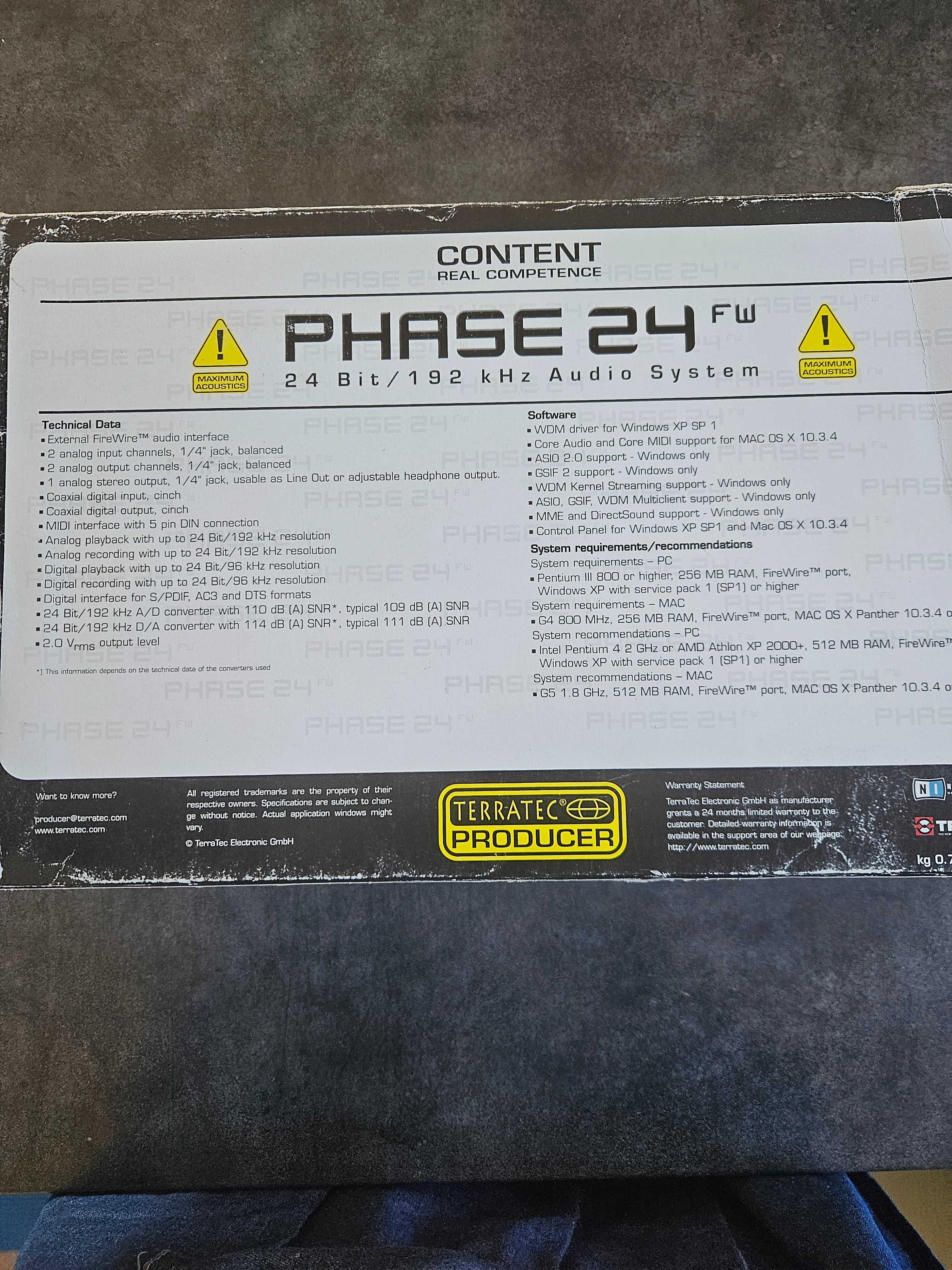 TerraTec PHASE 24 FW zewnętrzny interfejs audio
