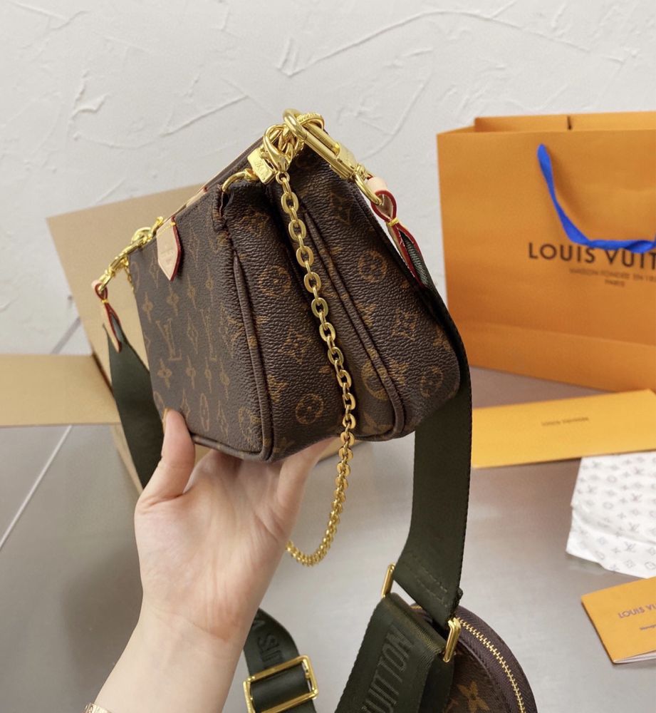 Люкс преміум клас Louis Vuitton крос боді 3 в 1, шкіра ( канва )