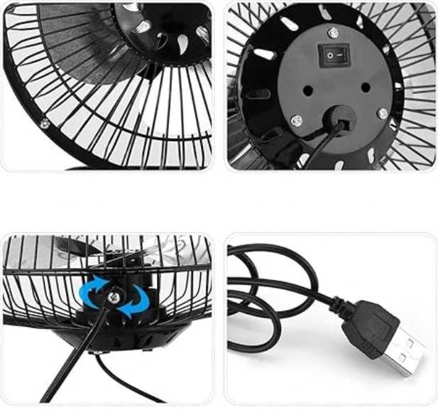 Wiatrak wentylator usb stojący biurkowy pokojowy metalowy