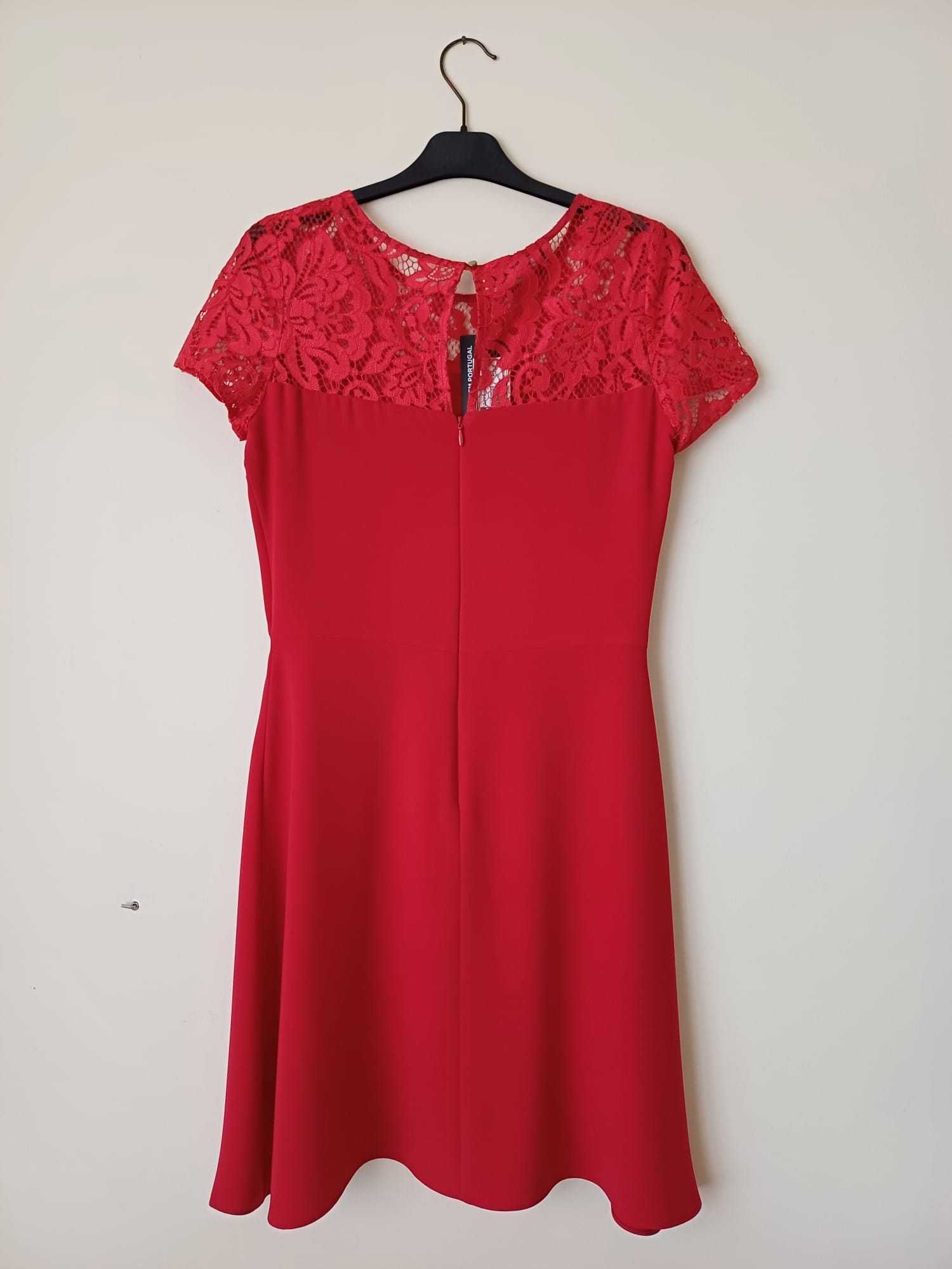 Vestido vermelho formal com renda novo com etiqueta - Novas Tendências