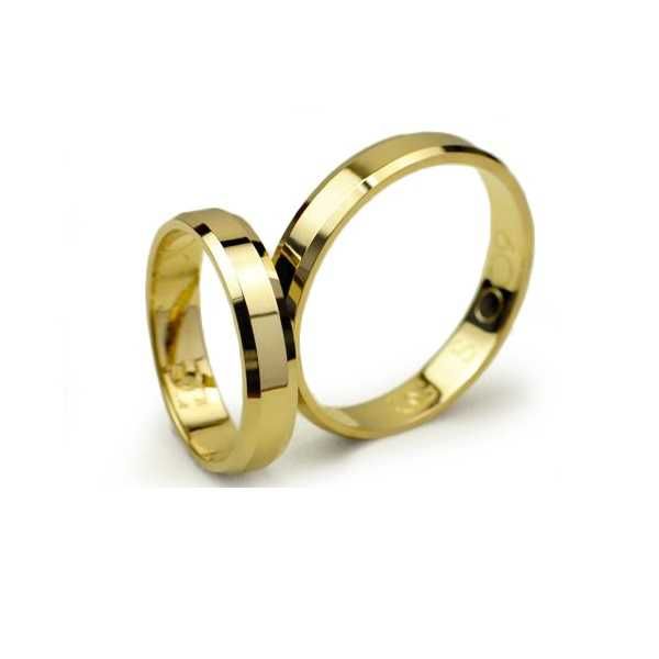 Obrączki ślubne klasyczne płaskie fazowane 4mm złoto 585 goldrun bytom