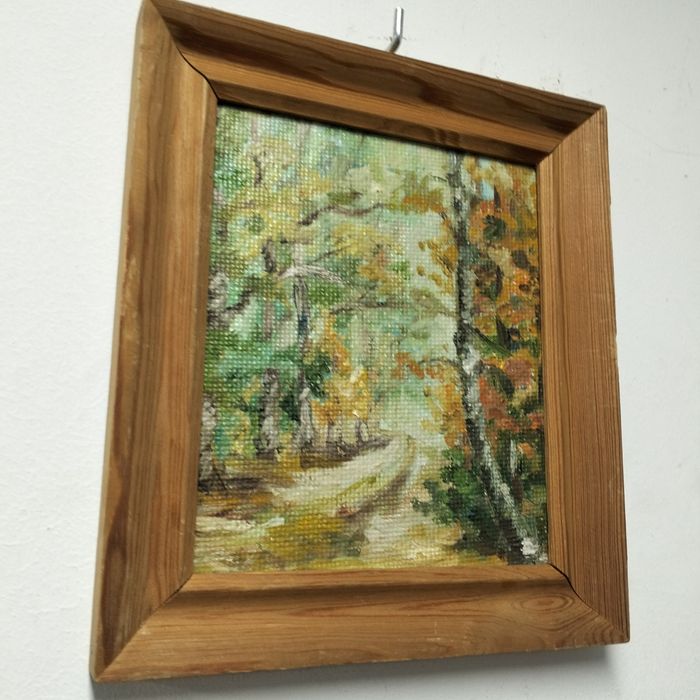 Stary obraz malowany na desce mały 4