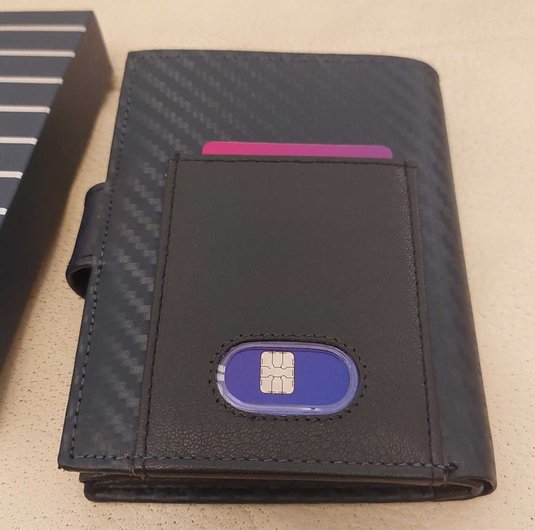 Kochmanski; męski skórzany granatowy duży portfel; RFID; premium!