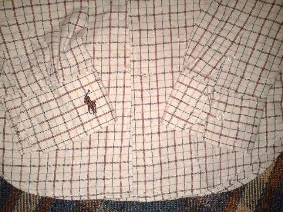 Рубашка в полоску-клетку Ralph Lauren Sport, 100% хлопок. 13-15 лет