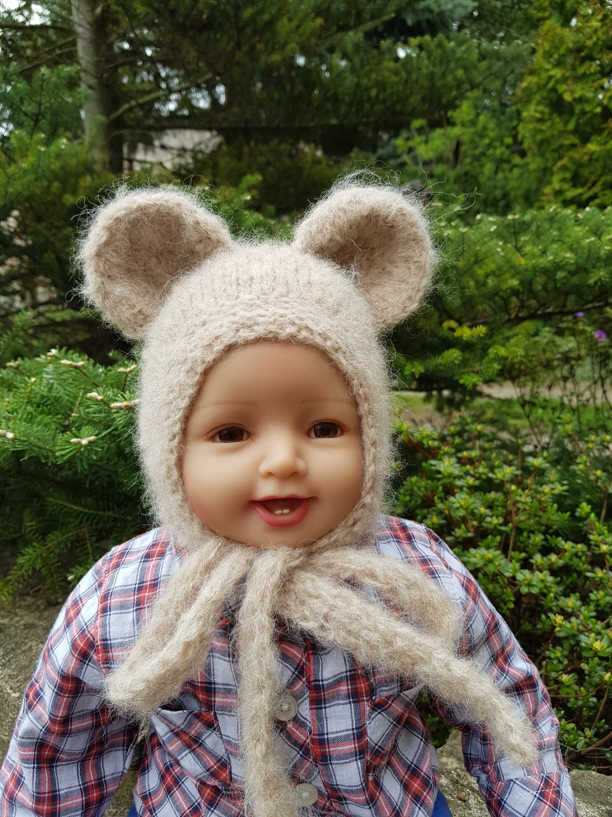 Czapka Beżowa Mysz 54/56 alpaka/merynos
