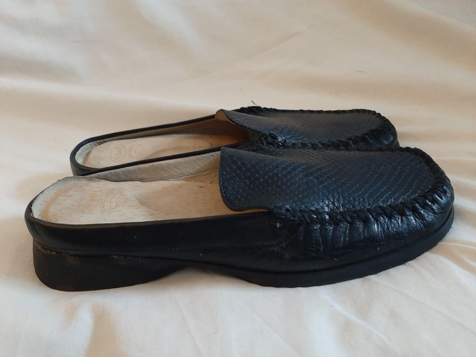 klapki męskie, czarne, skórzane, kryte, Scholl