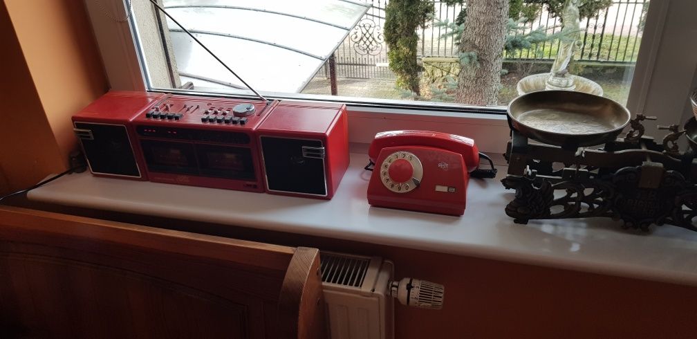 Duży Radiomagnetofon Klasyk Czerwony Grundig Stan Kolekcjonerski !!!
