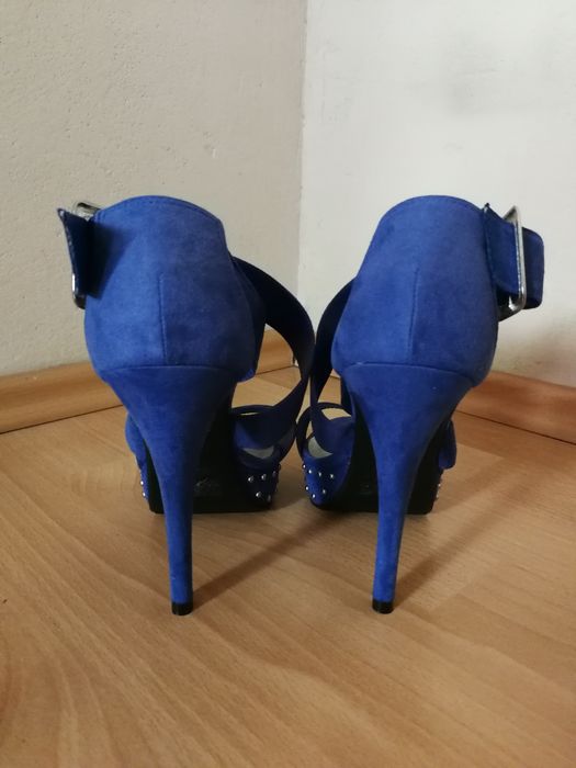NOWE Szpiki New Look 38 kobaltowe platformy niebieskie chabrowe