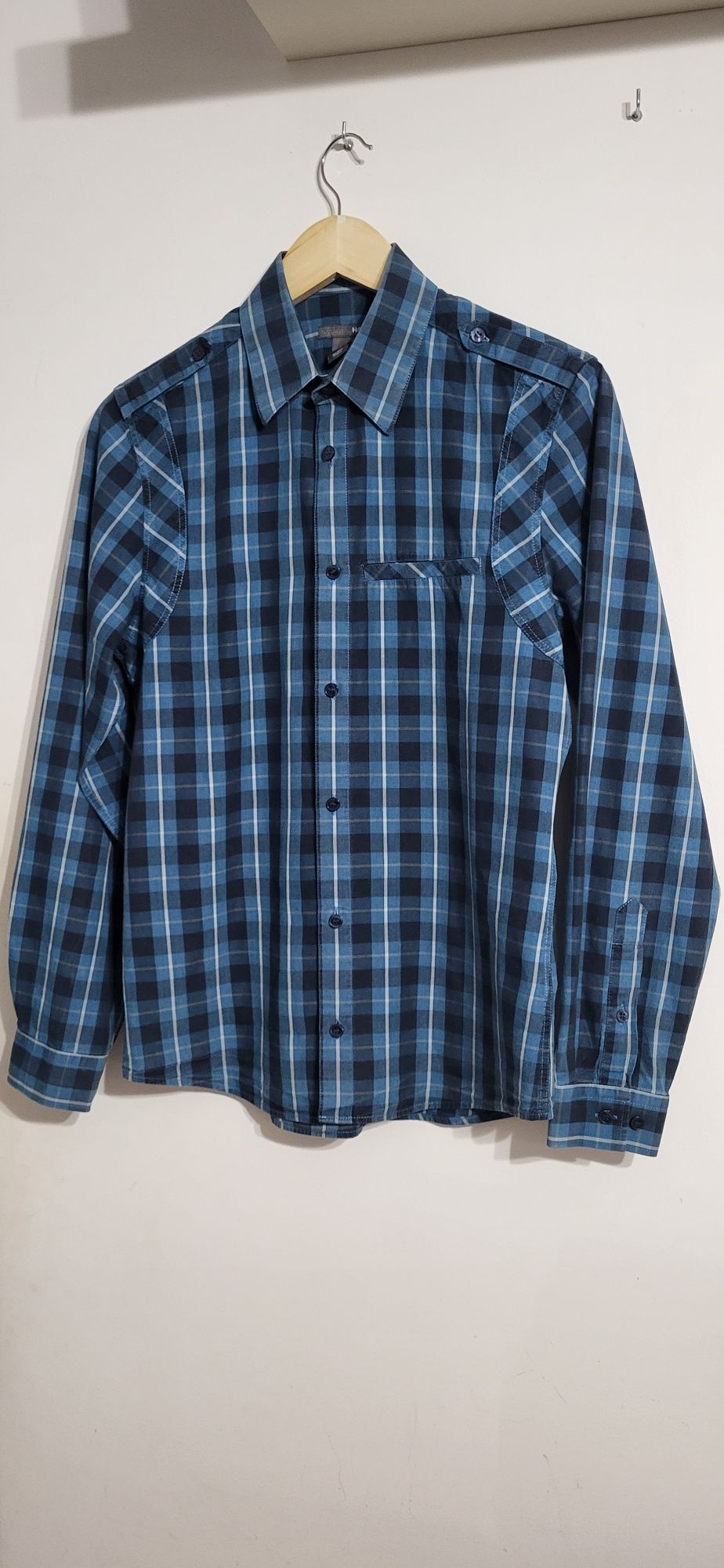 Koszula H&M niebieskogranatowa krata rozm. S