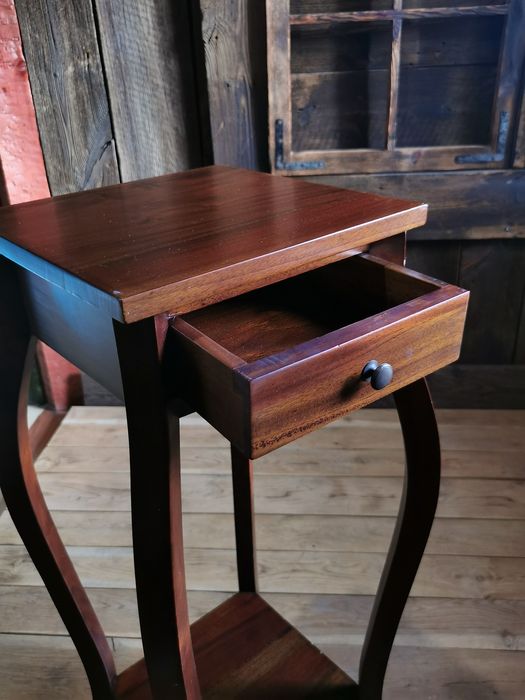 stolik kwietnik vintage retro z szuflafką szufladą