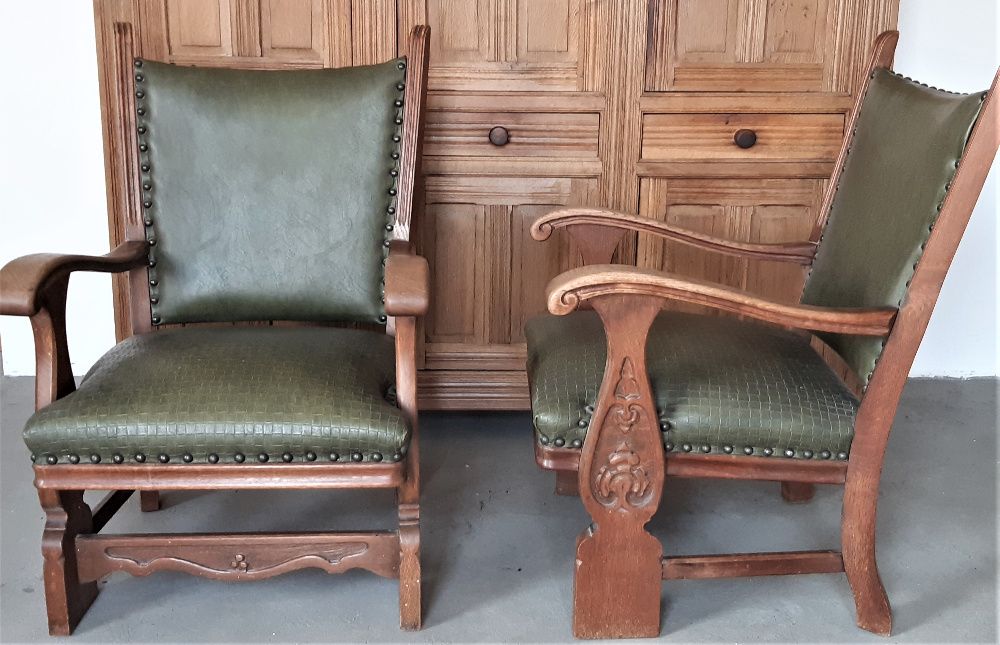 Sofa fotele zielona stylowa retro, vintage, rustykalna 175x55x100