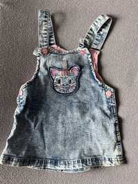 Sukienka niemowlęca na szelkach jeans 68