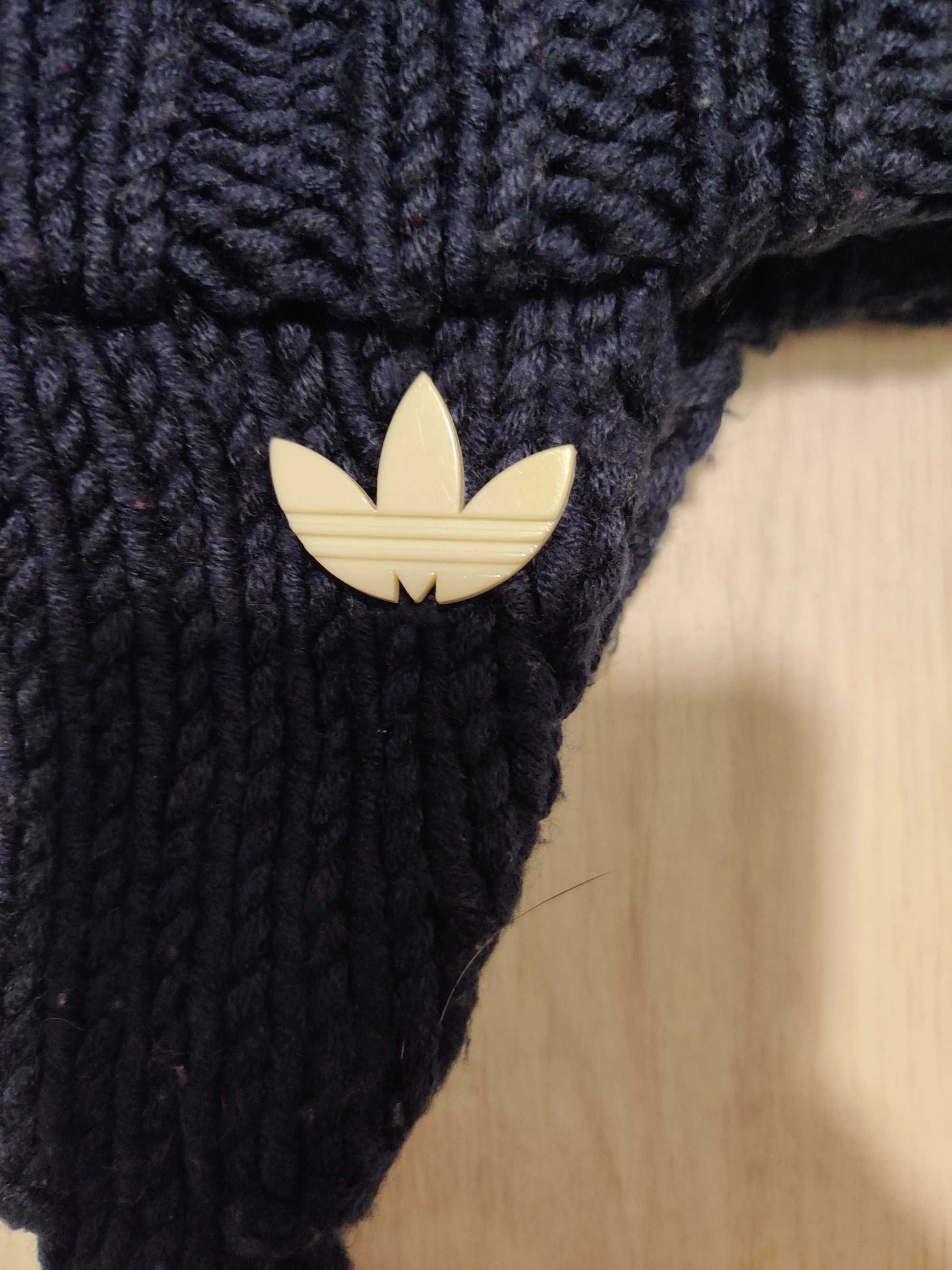 Adidas czapka zimowa oryginalna na zimę ciepła granatowa okazja