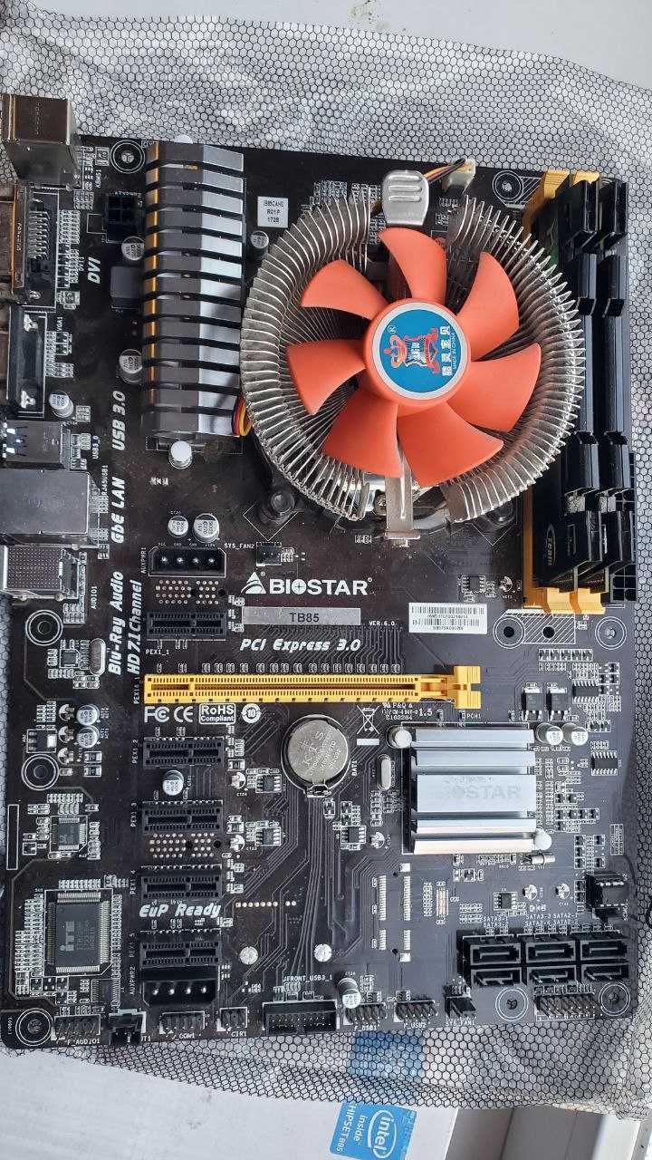 Блок 1350W 80gold + Материнська плата Biostar TB85 6PCIE Celeron 8gb