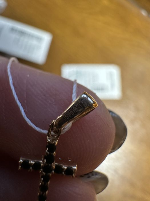 Підвіска Хрестик 0.51г з куб. цирконіями- золото 585 пооба