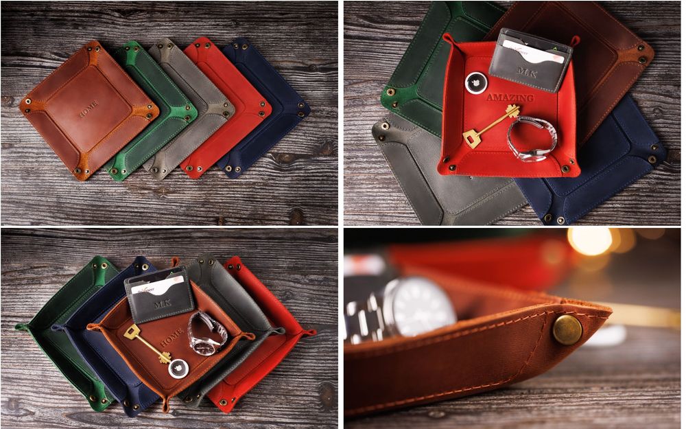 Персонализированный Кожаный Поднос Для Мелочей Органайзер ДекорПодарок