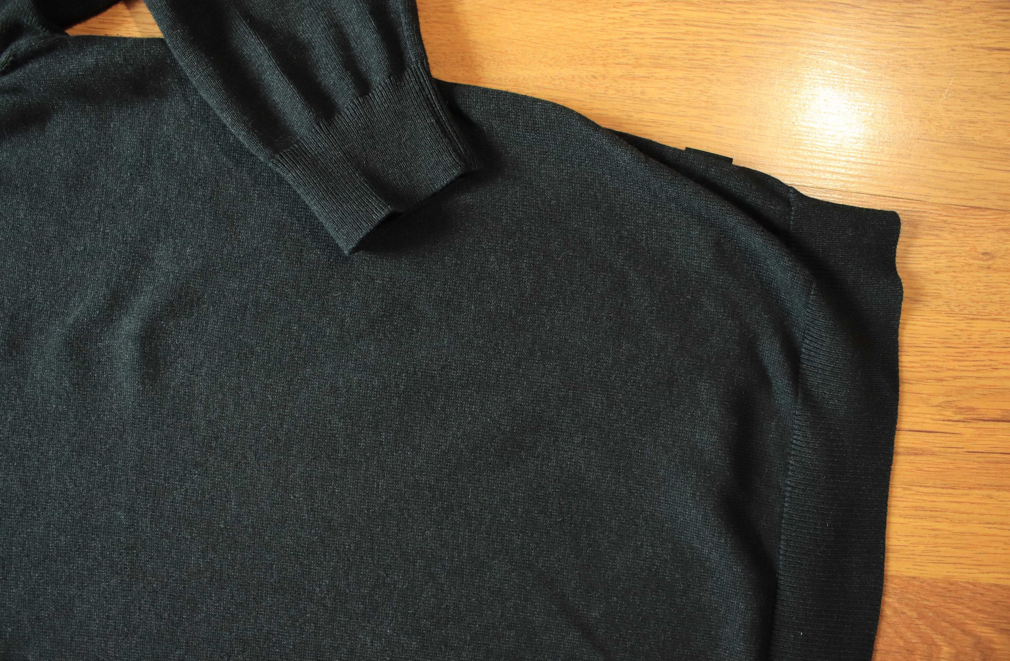 Sweter Fynch-Hatton r. L ciemny bawełniany męski dł. rękaw dekolt V