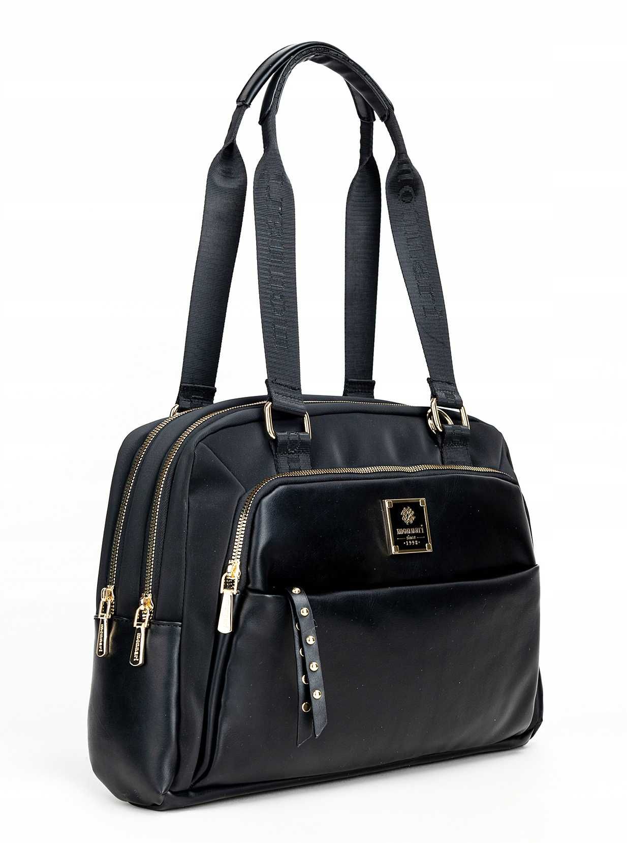 MONNARI Torebka Damska Shoper Kuferek Czarna Elegancka Pojemna BAG4161