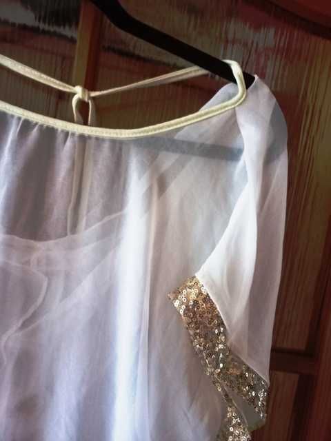 Biała bluzka delikatny prześwitujący materiał, rozmiar S / M 36 - 38