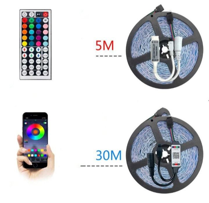 Светодиодная лента 10м Bluetooth+пульт 5050 Usb гирлянда 15м Rgb