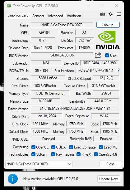 Sprzedam Kartę Graficzną MSI GeForce RTX 3070 SUPRIM X 8GB GDDR6