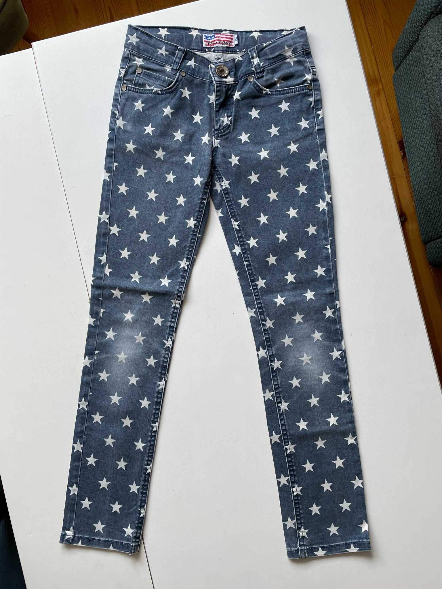 Blue Effect jeansy dżinsy rurki wąskie białe w gwiazdki a'la usa r.152