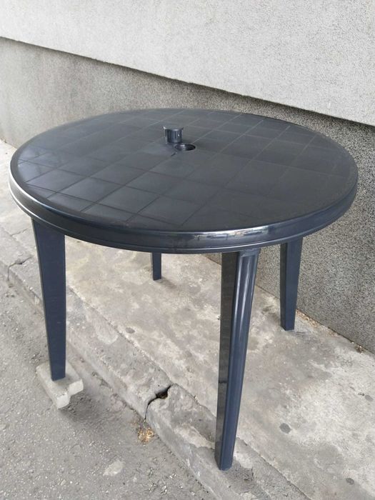 NOWY Stół Ogrodowy 90 x 72 Stolik Okrągły Plastikowy ANTRACYT