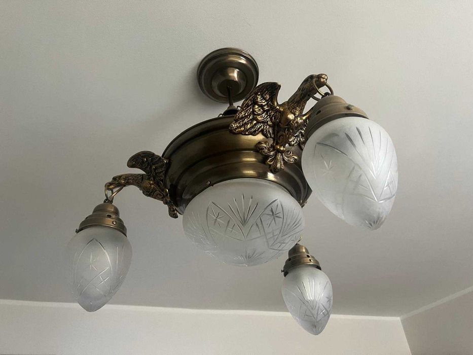 Meble dębowe swarzędz zestaw 5 elementów, ława, żyrandol, karnisz.