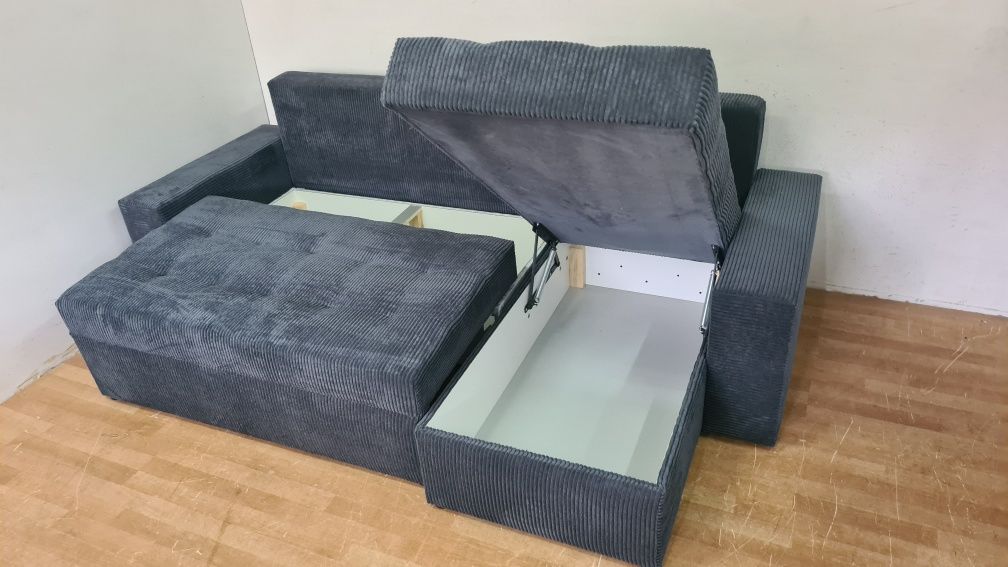 Nowy Narożnik sprężyny automat sztruks welur plusz sofa rogówka kanapa