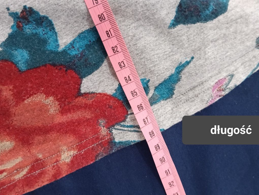 Sukienka damska szara w piękne kwiaty