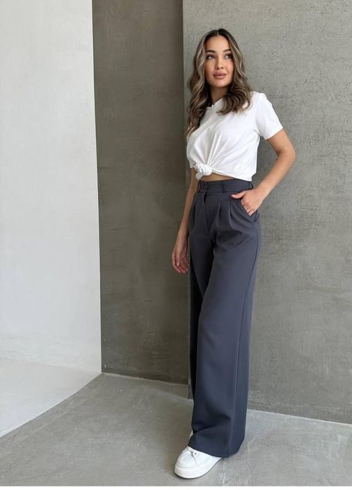 Широкі брюки з защипами висока посадка
