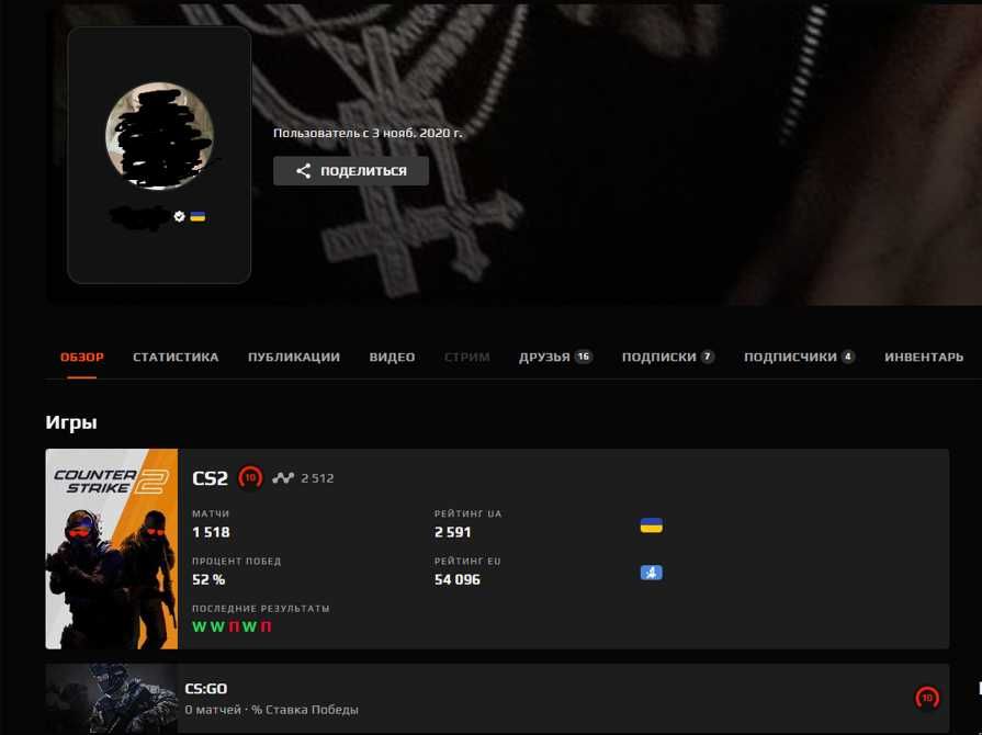 Личный Steam аккаунт 10 lvl faceit 2500 elo