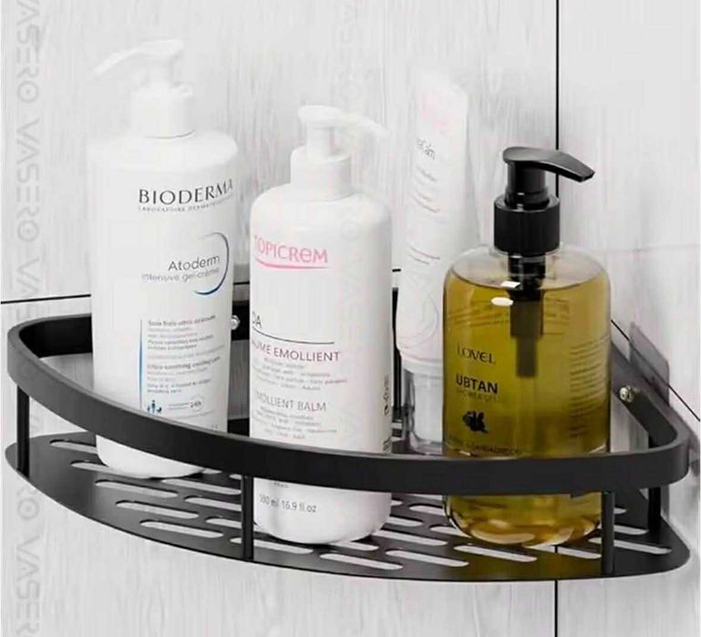 PÓŁKA Pod Prysznic ŁAZIENKOWA  Bez Wiercenia Metal Czarna 2Sztuki Nowa