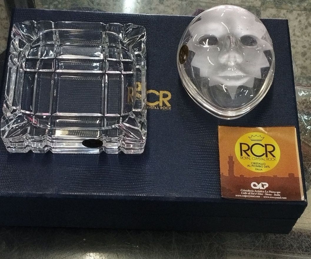 Cinzeiro e porta jóias em cristal RCR