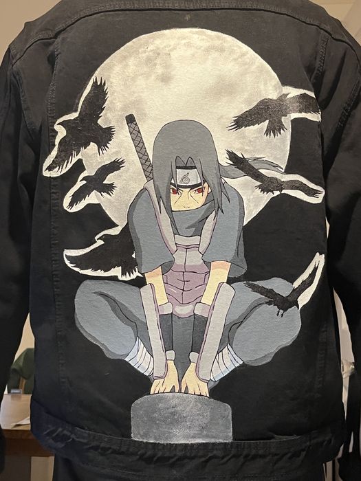 Itachi Uchiha ręcznie malowana kurtka jeansowa anime Naruto