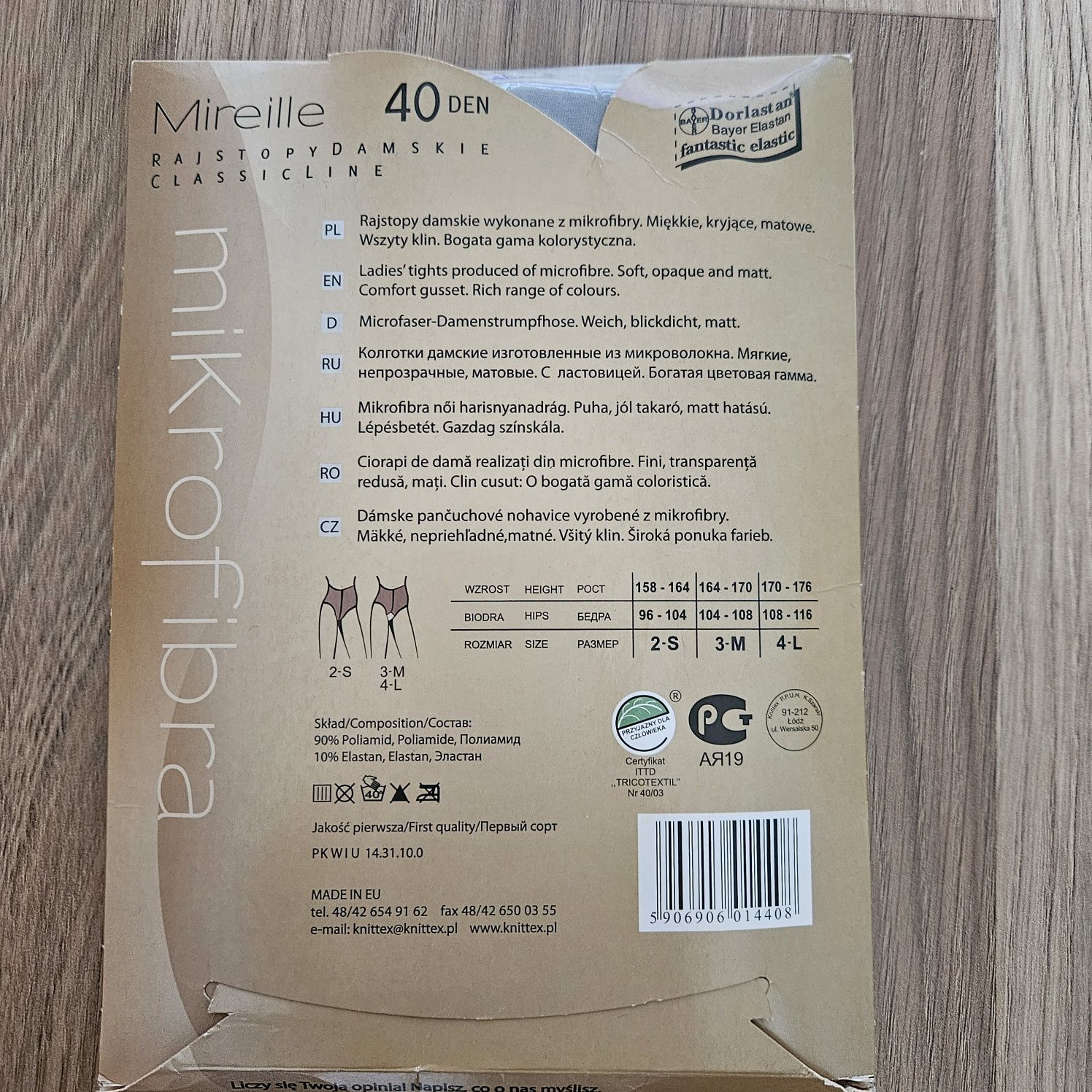 Rajstopy damskie, 40DEN, 2S, Popielate, Mikrofibra