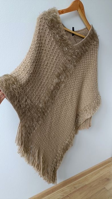 Ponczo damskie narzutka peleryna boho na jesień jesienna na zimę
