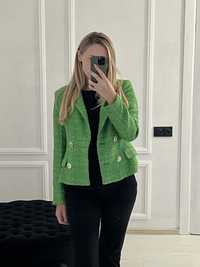 Зелений твідовий піджак Zara S