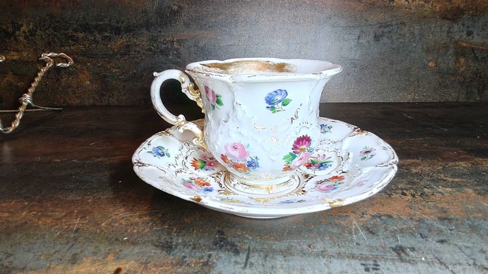 Porcelana Miśnia (Meissen), filiżanka, spodek, vintage