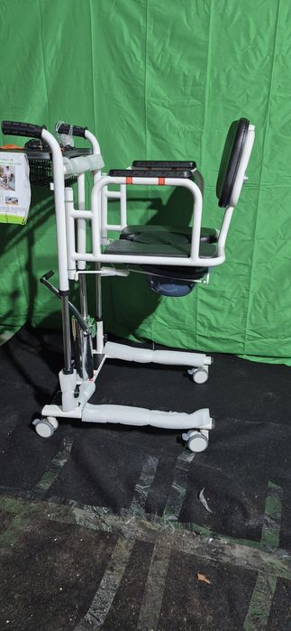 Wózek Hydrauliczny Łazienkowy 3w1 Rozpinany z Podnóżami i Tacka