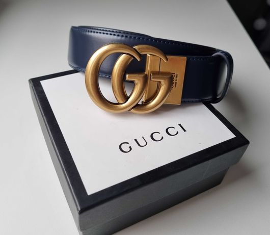 Pasek Gucci nowy 100 cm granatowy