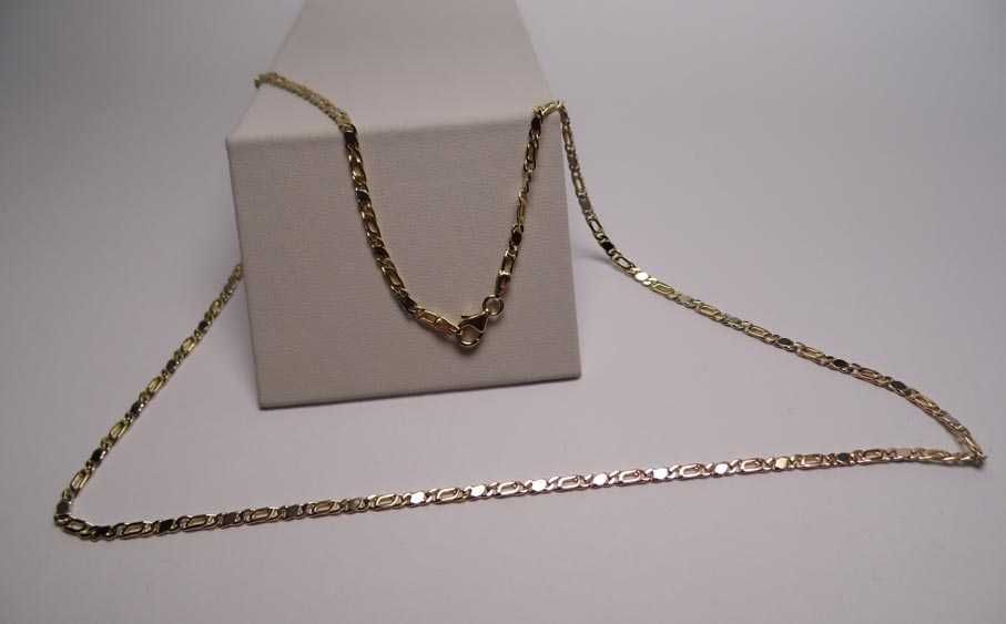 Złoty dwukolorowy łańcuszek 55 cm. 2,5 mm.