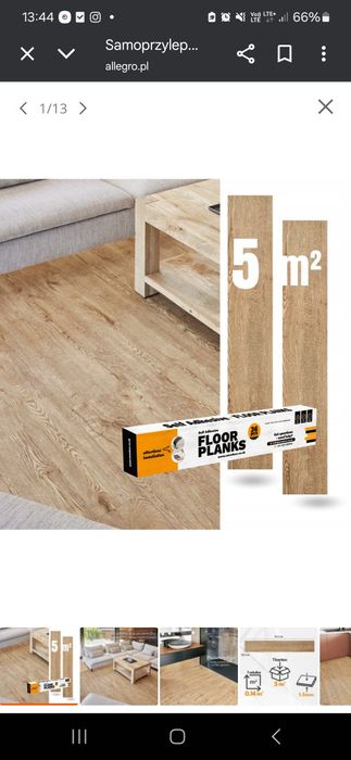 Panele Winylowe Samoprzylepne 5m² JASNY BRĄZ deski PARTKIET WODOODPORN