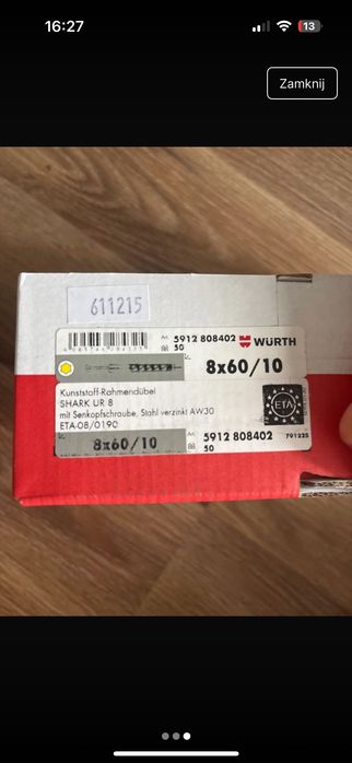 Kołki rozporowe 8/60