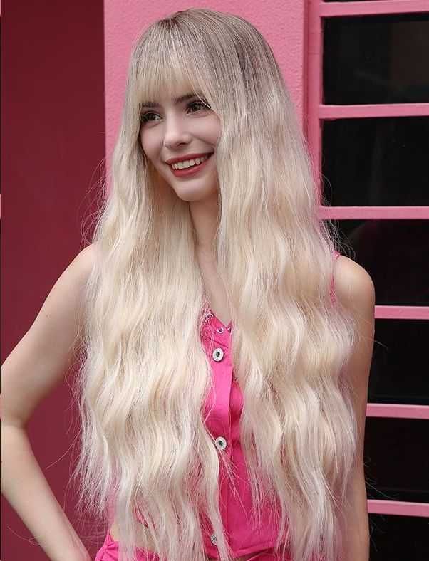 Peruka jasny blond odrost mega długa fale+ czepek peruki jak naturalne