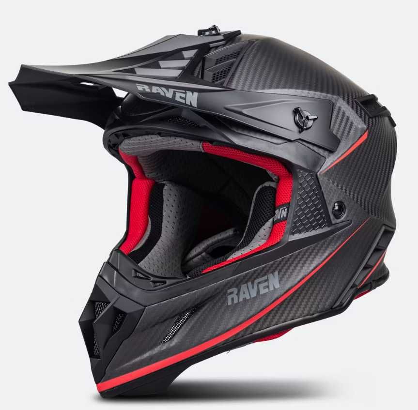 Kask Cross Raven Ipsum Evo Matowy Carbon NOWY XS