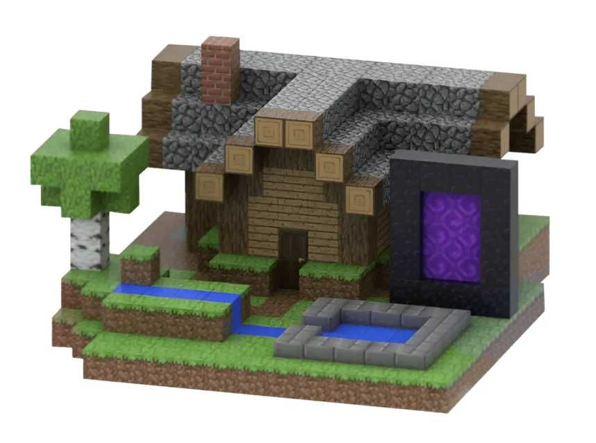 Конструктор Minecraft Будинок Стіва та Портал Незера з 560 блоків