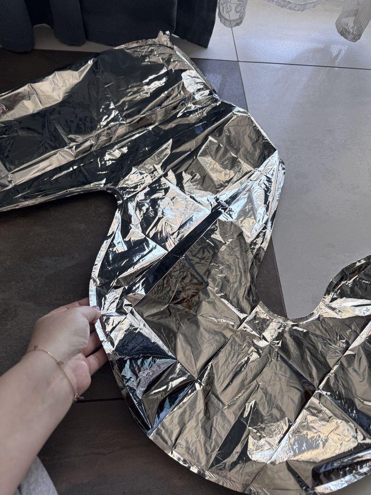 Balon na hel 5 metaliczny srebrny duży cyfra urodziny impreza 70cm