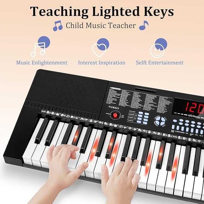 Vangoa VGK611 pianino klawiatura czarna-61 mini przycisków